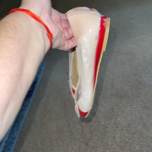 Sesto Meucci Italian vintage flats size 6 1/2 7 6.5 patent red beige Jackie O - Picture 4 of 11
